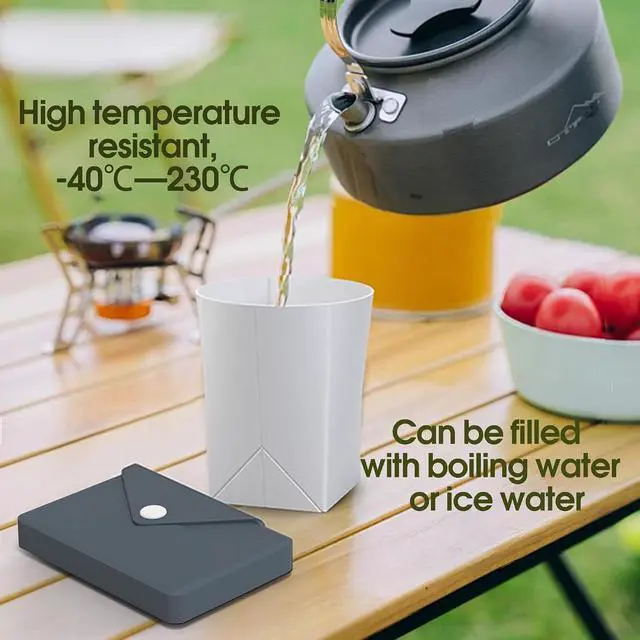 Alt view image 7 of 7 - Silicone Collapsible Cup, Portable Foldable Travel Cup with Compact Storage Case, Reusable Drinking Cup for Camping, Hiking, Outdoor & Daily Use (Blue)