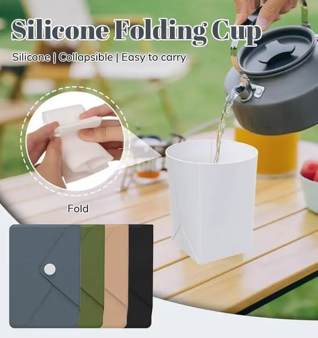 Alt view image 2 of 7 - Silicone Collapsible Travel Cup, Portable Foldable Water Cup,Reusable Leak-Proof Design For Camping, Hiking, Sports.Card Bag Design For Easy Insertion Into Pockets (light coffee)