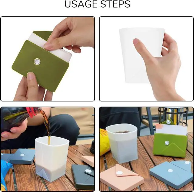 Alt view image 4 of 7 - Silicone Collapsible Travel Cup, Portable Foldable Water Cup,Reusable Leak-Proof Design For Camping, Hiking, Sports.Card Bag Design For Easy Insertion Into Pockets (light coffee)