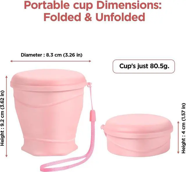 Alt view image 2 of 6 - Silicone Collapsible Travel Cup with Dustproof Lid, 8.8 Oz/260ml, BPA-Free, Portable, Reusable for Camping, Picnic, Travel, Office (Pink)