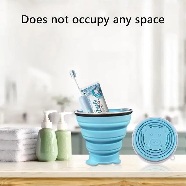 Alt view image 7 of 7 - 180ML Silicone Collapsible Cup 2 PCS Silicone Foldable Expandable Folding Drinking Cup Reusable Portable Cup collapsible travel cup with Lids For Travel Camping Hiking Outdoor SportsPink+Grey