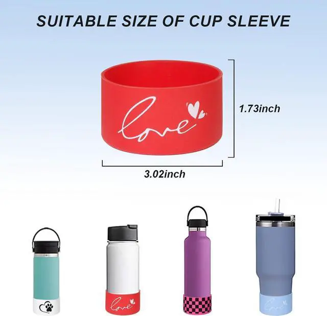 Alt view image 6 of 6 - GENLEAS Letter Love Print Protective Silicone Boot for Stanley Quencher Tumbler 30oz/40oz for Hydro Flask Water Bottle 12oz-24oz and More Tumbler, Letter Print Anti-Slip Sleeve Cover(1Red)