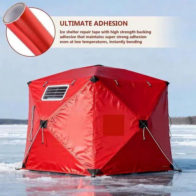 Alt view image 2 of 7 - Ice Shelter Patch Kit 7.8" x 118" Roll Self-Adhesive Cuttable Tent Repair Tape for Ice Fishing Shelter, Tear-Resistant Waterproof Repair Fabric for Ice Tents, RV Awnings & Outdoor Gear