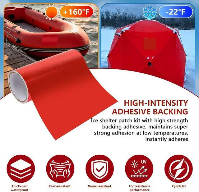 Alt view image 3 of 7 - Ice Shelter Patch Kit 7.8" x 118" Roll Self-Adhesive Cuttable Tent Repair Tape for Ice Fishing Shelter, Tear-Resistant Waterproof Repair Fabric for Ice Tents, RV Awnings & Outdoor Gear