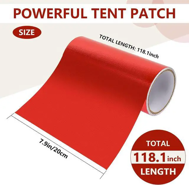 Alt view image 6 of 7 - Ice Shelter Patch Kit 7.8" x 118" Roll Self-Adhesive Cuttable Tent Repair Tape for Ice Fishing Shelter, Tear-Resistant Waterproof Repair Fabric for Ice Tents, RV Awnings & Outdoor Gear
