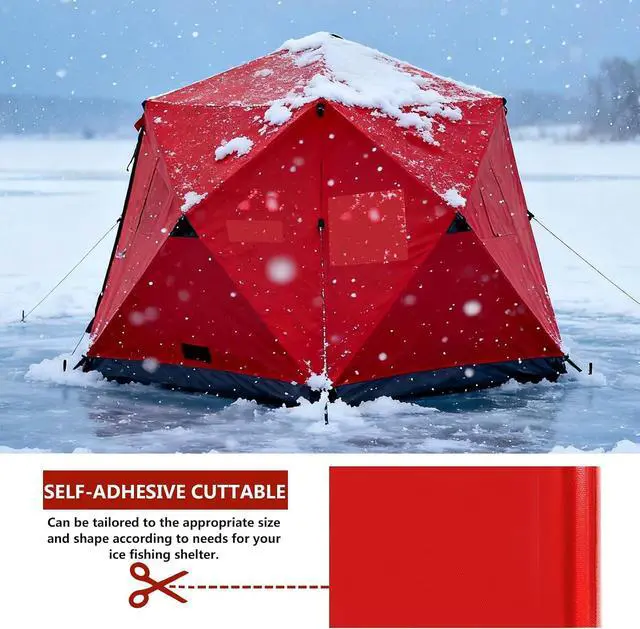 Alt view image 4 of 7 - Ice Shelter Patch Kit 7.8" x 118" Roll Self-Adhesive Cuttable Tent Repair Tape for Ice Fishing Shelter, Tear-Resistant Waterproof Repair Fabric for Ice Tents, RV Awnings & Outdoor Gear
