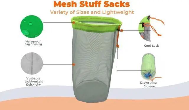 Alt view image 2 of 7 - Alemon Lightweight See-through Mesh Stuff Sack Ditty Bags, Nylon Drawstring Storage Pouch Bags for Camping Travel Hiking, Set of 3