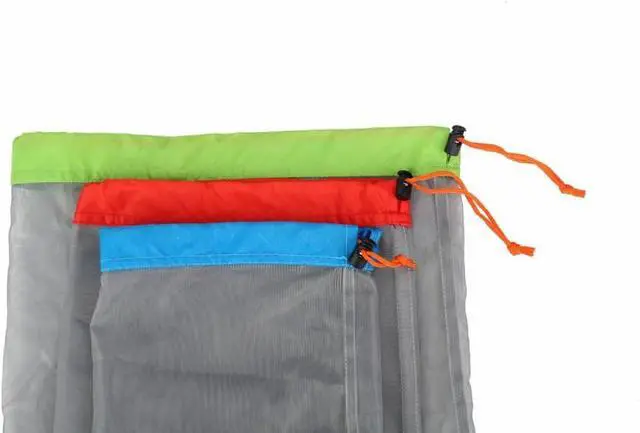 Alt view image 7 of 7 - Alemon Lightweight See-through Mesh Stuff Sack Ditty Bags, Nylon Drawstring Storage Pouch Bags for Camping Travel Hiking, Set of 3