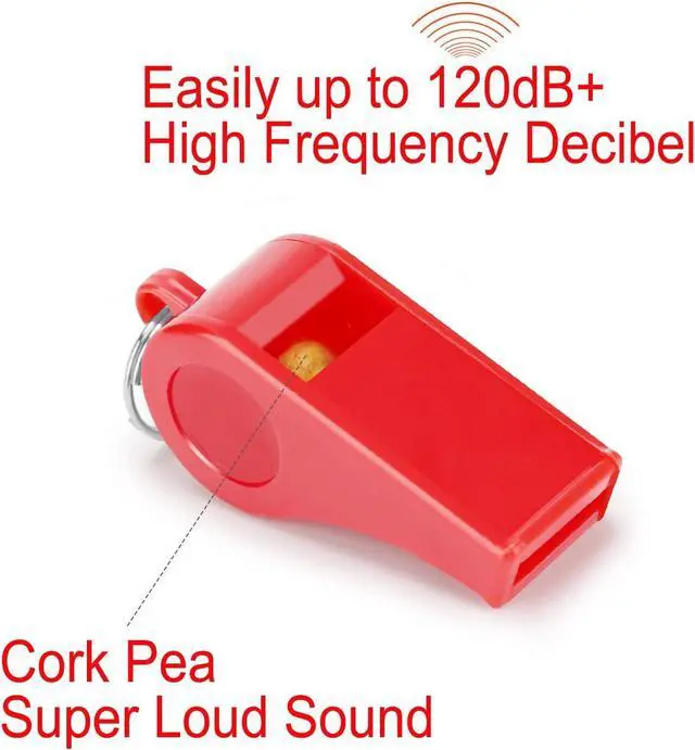 Alt view image 2 of 6 - 12PCS Red Emergency Whistle with Lanyard, Super Loud Plastic Whistles Bulk Perfect for Self-Defense, Lifeguard and Emergencies