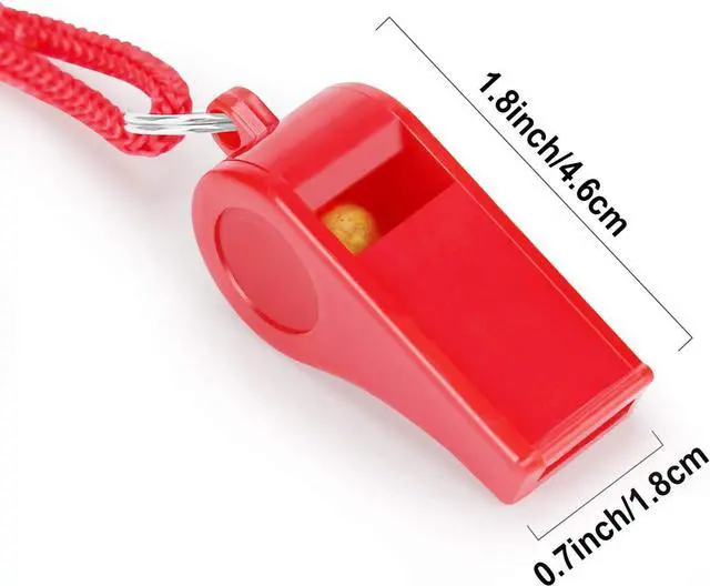 Alt view image 4 of 6 - 12PCS Red Emergency Whistle with Lanyard, Super Loud Plastic Whistles Bulk Perfect for Self-Defense, Lifeguard and Emergencies