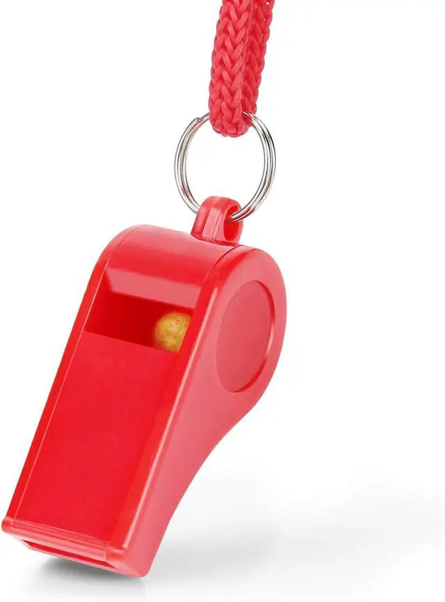 Alt view image 5 of 6 - 12PCS Red Emergency Whistle with Lanyard, Super Loud Plastic Whistles Bulk Perfect for Self-Defense, Lifeguard and Emergencies