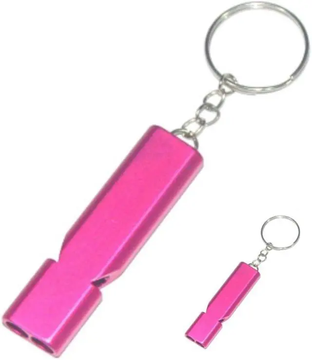 Alt view image 2 of 4 - 4Pcs Pink Aluminum Alloy Whistle Camping Supplies Double Tube Emergency Whistles Clear Loud Sound Compact Size Portable Corrosion-Resistant Safety Survival Camping Signal Whistles Camping and Hiking