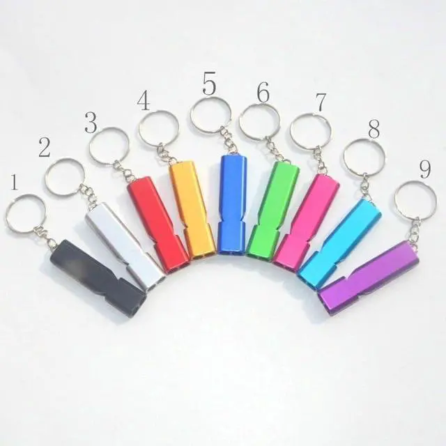 Alt view image 3 of 4 - 4Pcs Pink Aluminum Alloy Whistle Camping Supplies Double Tube Emergency Whistles Clear Loud Sound Compact Size Portable Corrosion-Resistant Safety Survival Camping Signal Whistles Camping and Hiking