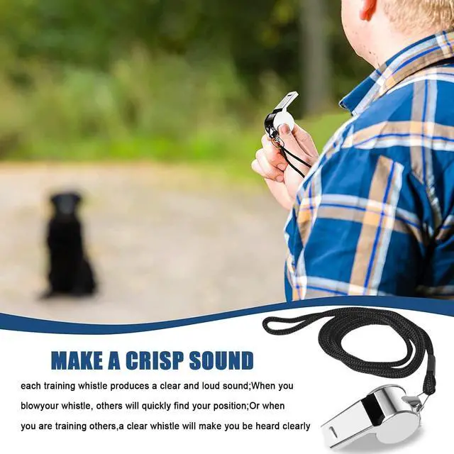 Alt view image 2 of 6 - Whistle for Coaches,Whistle with Lanyard for Coaches Teachers Referees Emergency Outdoor Sports(3 Pcs Loud Stainless Steel)