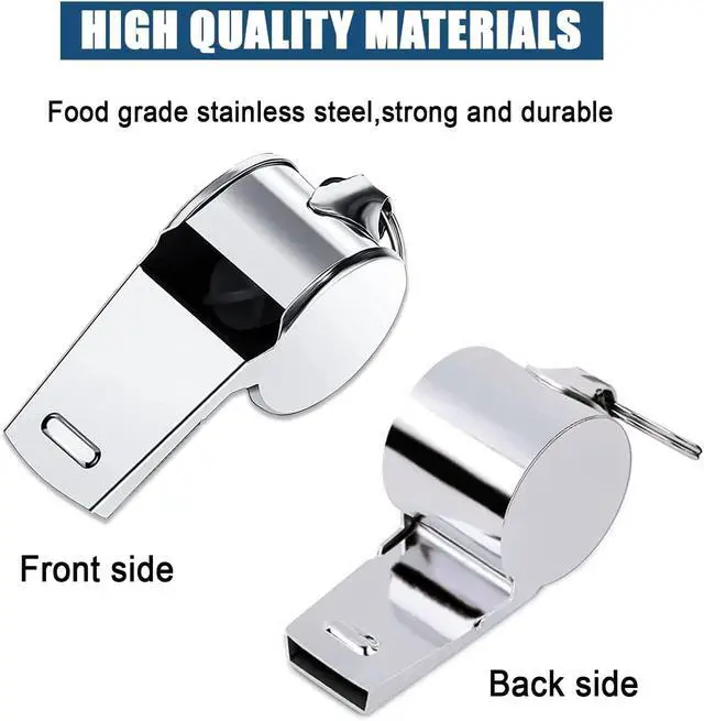Alt view image 4 of 6 - Whistle for Coaches,Whistle with Lanyard for Coaches Teachers Referees Emergency Outdoor Sports(3 Pcs Loud Stainless Steel)