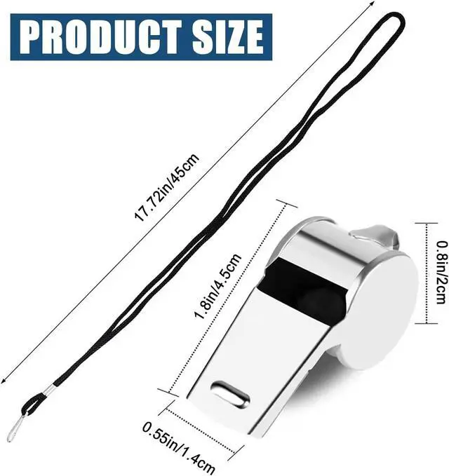 Alt view image 6 of 6 - Whistle for Coaches,Whistle with Lanyard for Coaches Teachers Referees Emergency Outdoor Sports(3 Pcs Loud Stainless Steel)
