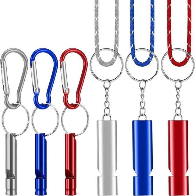 Main image of 6-Pack Emergency Whistle Survival Loud, Coach Whistle with Lanyard Metal Whistles Necklace Safety Whistles for Women Loud for Outdoor Sports Hiking Camping Hunting Rescue Lifeguard Self Ddefense