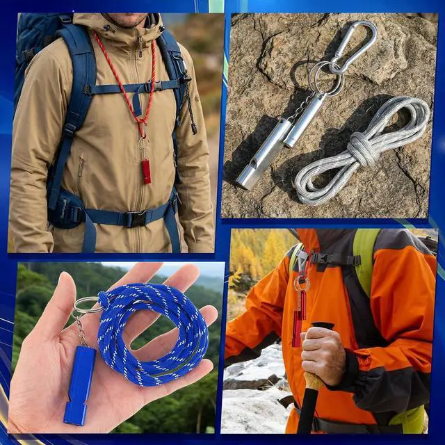Alt view image 4 of 7 - 6-Pack Emergency Whistle Survival Loud, Coach Whistle with Lanyard Metal Whistles Necklace Safety Whistles for Women Loud for Outdoor Sports Hiking Camping Hunting Rescue Lifeguard Self Ddefense