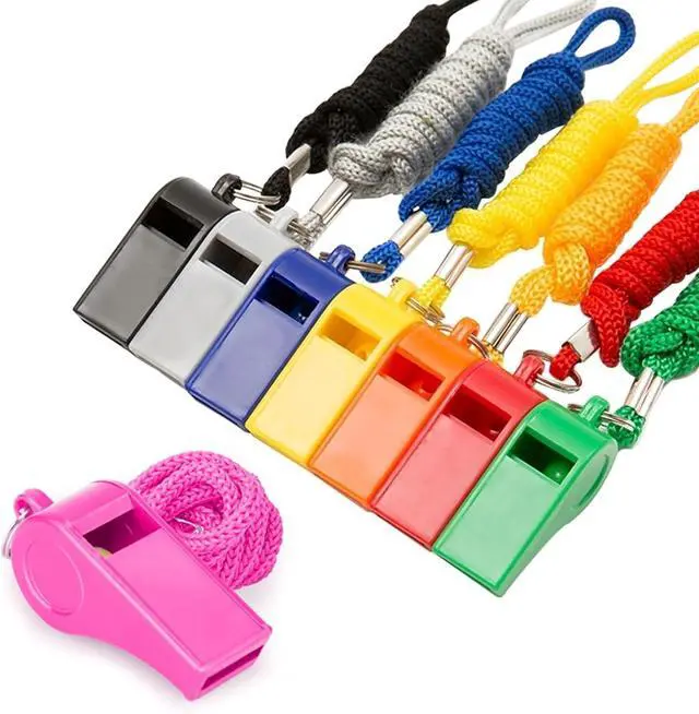 Main image of 8-Pack Loud 120dB Safety Whistles with Lanyard - Bright Colored Plastic Emergency Whistles for Sports, Coaches, Lifeguards, Survival Kits & Outdoor Activities