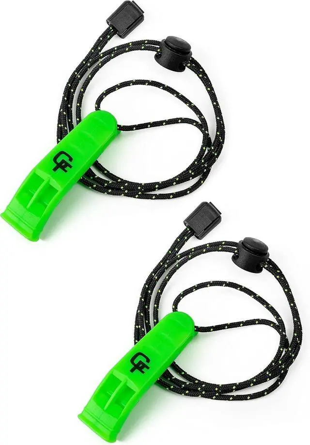 Main image of Emergency Whistles 2 Pack, Loud Safety Survival Waterproof Signal | Gradient Fitness Dual-Chamber 120 dB Marine Alert Whistle with Reflective Lanyard, Floats in Water, Hiking, Camping Essential