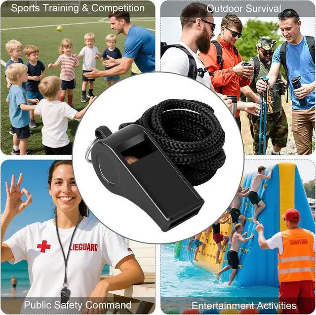 Alt view image 5 of 5 - 8-Pack Colorful Plastic Whistles with Lanyards - 120dB Loud Sports Whistles for Coaches, Teachers, Emergency Kits & Events