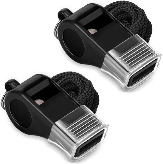 Main image of Whistle, 2 Packs Plastic Sports Whistles with Lanyard, Loud Crisp Sound Whistle Ideal for Coaches, Referees, and Officials