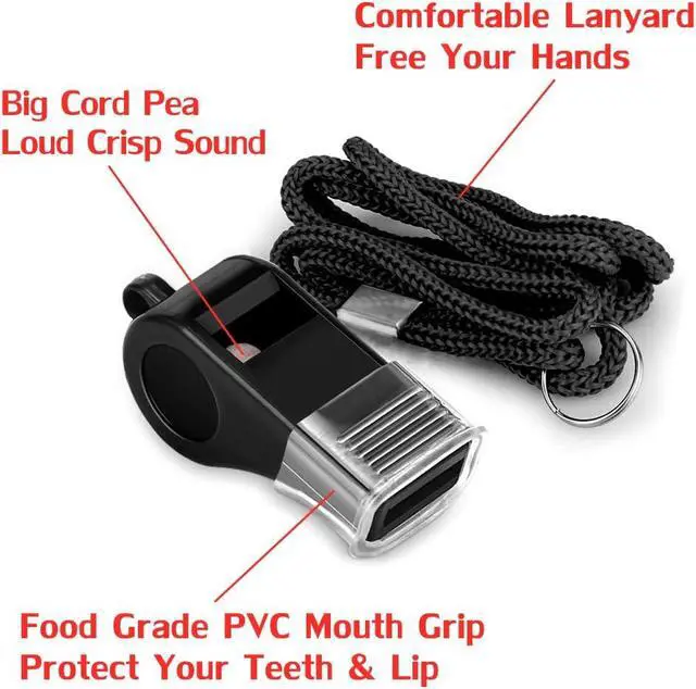 Alt view image 3 of 6 - Whistle, 2 Packs Plastic Sports Whistles with Lanyard, Loud Crisp Sound Whistle Ideal for Coaches, Referees, and Officials