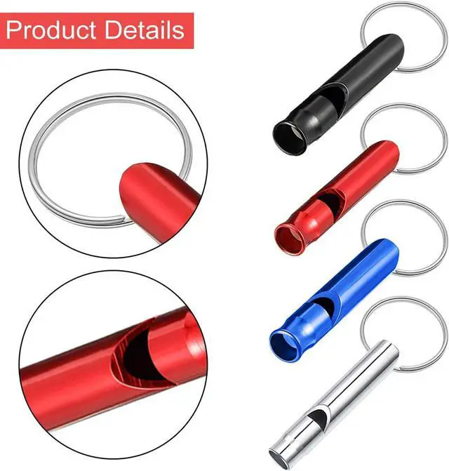 Alt view image 4 of 7 - Sumind 49 Pcs Emergency Whistle Bulk Survival Whistle Keychain | Light Aluminum Emergency Whistle Key Chain, Essentials for Outdoor Camping, Hiking, Boating, Fishing, Loud Sound, 7 Colors