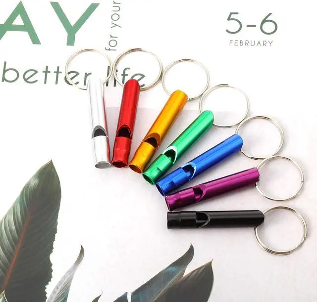 Alt view image 7 of 7 - Sumind 49 Pcs Emergency Whistle Bulk Survival Whistle Keychain | Light Aluminum Emergency Whistle Key Chain, Essentials for Outdoor Camping, Hiking, Boating, Fishing, Loud Sound, 7 Colors
