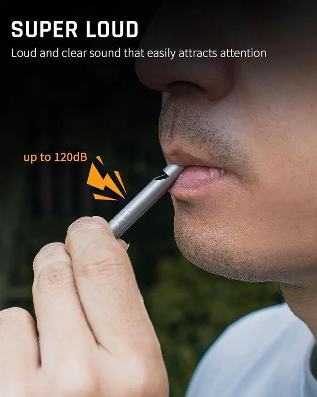Alt view image 4 of 7 - TISUR Titanium Emergency Whistle,Dog Whistle | Whistle with Lanyard,Outdoor Survival Whistle