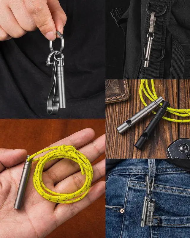 Alt view image 6 of 7 - TISUR Titanium Emergency Whistle,Dog Whistle | Whistle with Lanyard,Outdoor Survival Whistle