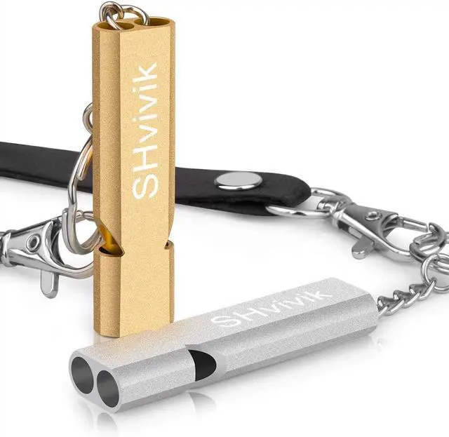 Main image of Emergency Whistle, 2PCS Premium Safety Survival Whistles with Lanyard Keychain, High Pitch Double Tubes for Outdoor Hiking Camping Hunting Fishing Boating