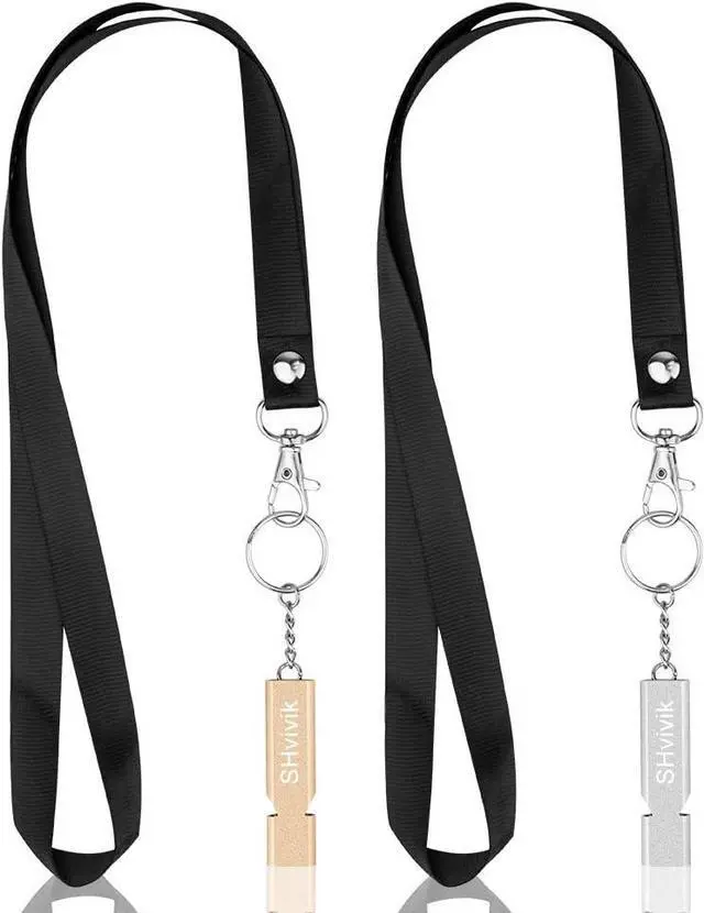 Alt view image 7 of 7 - Emergency Whistle, 2PCS Premium Safety Survival Whistles with Lanyard Keychain, High Pitch Double Tubes for Outdoor Hiking Camping Hunting Fishing Boating