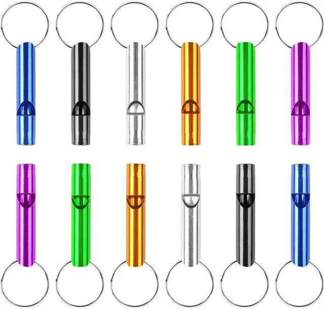 Alt view image 6 of 6 - MIDELONG 6 pcs Emergency Whistle with Key Chain, Aluminum Extra Loud Safety Survival Whistle Keychain for Outdoor Sports Camping Hiking Boating Hunting, 6 Colors