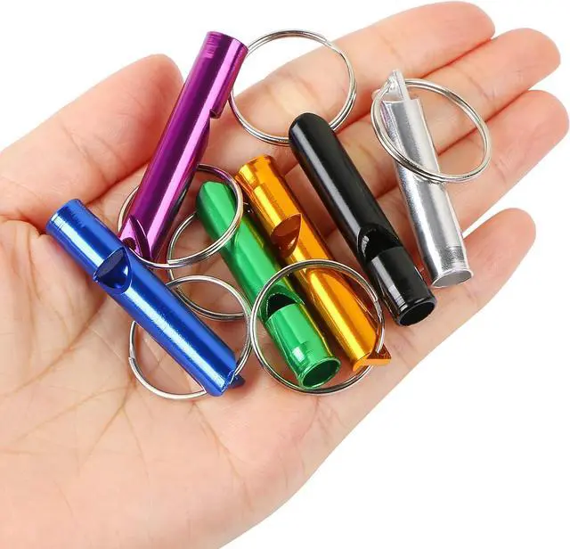 Alt view image 5 of 6 - MIDELONG 6 pcs Emergency Whistle with Key Chain, Aluminum Extra Loud Safety Survival Whistle Keychain for Outdoor Sports Camping Hiking Boating Hunting, 6 Colors