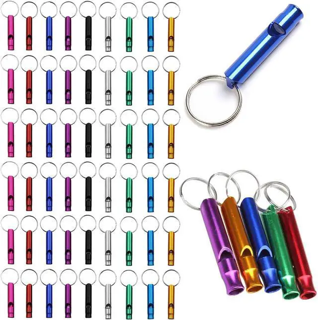 Main image of Tergy 50-200 Pieces Emergency Whistle with Keychain Aluminum Survival Whistle Key Chain for Camping Hiking Boating Hunting Fishing