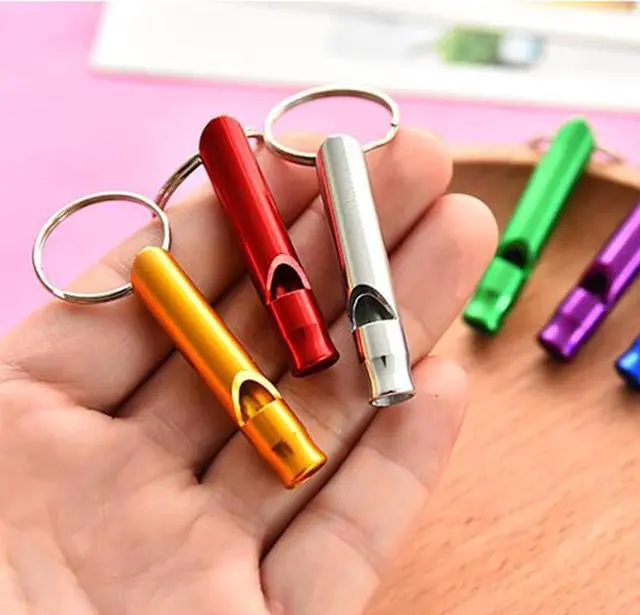 Alt view image 3 of 5 - Tergy 50-200 Pieces Emergency Whistle with Keychain Aluminum Survival Whistle Key Chain for Camping Hiking Boating Hunting Fishing