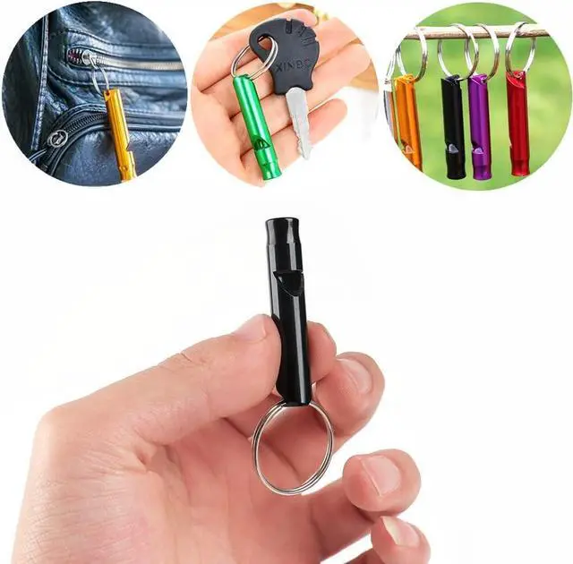Alt view image 2 of 5 - Tergy 50-200 Pieces Emergency Whistle with Keychain Aluminum Survival Whistle Key Chain for Camping Hiking Boating Hunting Fishing