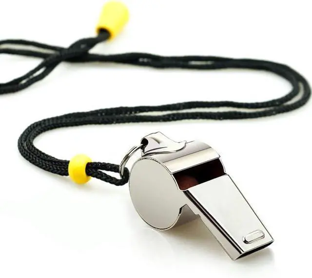 Alt view image 4 of 6 - Whistle, 2 Pack Stainless Steel Sports Whistles with Lanyard, Loud Crisp Sound Whistles Great for Coaches, Referees, and Officials
