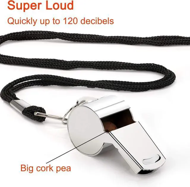 Alt view image 2 of 6 - Fya Stainless Steel Whistle with Lanyard, Very Loud Sports Whistle, Perfect for Referees, Coaches, Polices, Emergency, Outdoor Sports,