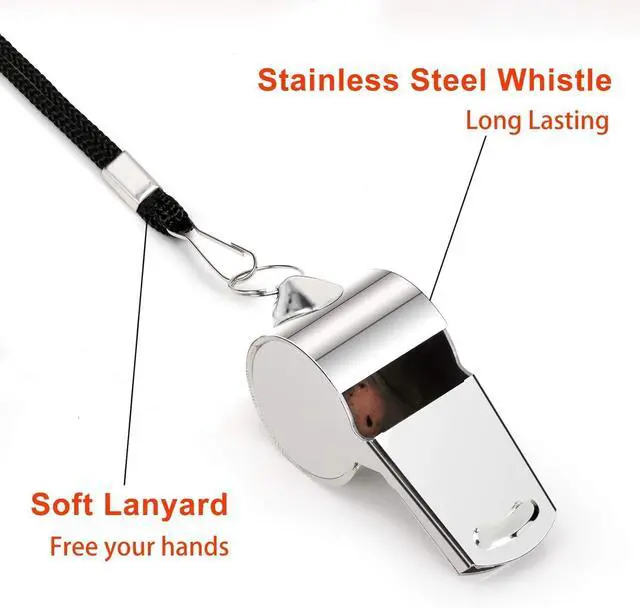 Alt view image 3 of 6 - Fya Stainless Steel Whistle with Lanyard, Very Loud Sports Whistle, Perfect for Referees, Coaches, Polices, Emergency, Outdoor Sports,