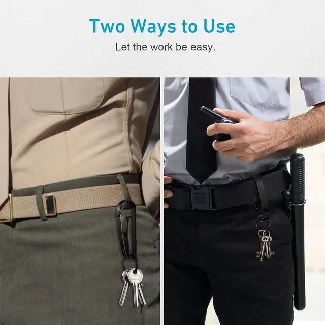 Alt view image 6 of 7 - Duty Belt Key Holder, 2PCS Superior Key Ring Holder, Upgraded Quick Release Belt Key Clip with Keyrings for Police, Law Enforcement and Workers