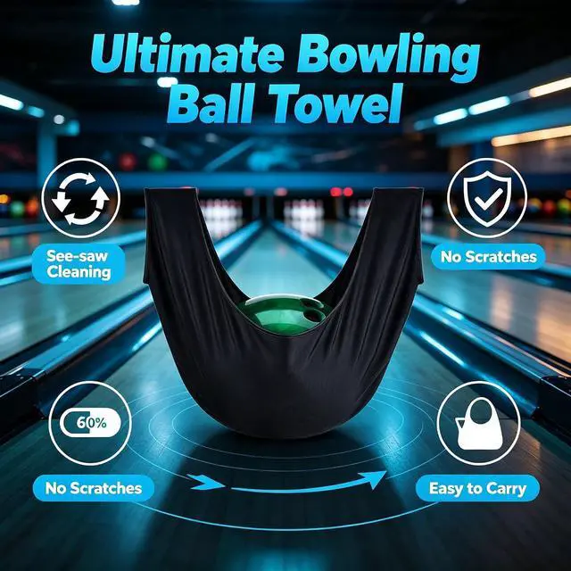 Alt view image 3 of 7 - BROYEUR 2PCS Bowling Seesaw Bag and Bowling Shammy Pad,Microfiber Bowling Ball Towel Bowling Cleaning Shammy Pad,Bowling Ball Sling Seesaw Polisher Set