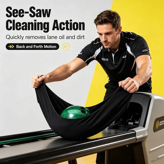 Alt view image 4 of 7 - BROYEUR 2PCS Bowling Seesaw Bag and Bowling Shammy Pad,Microfiber Bowling Ball Towel Bowling Cleaning Shammy Pad,Bowling Ball Sling Seesaw Polisher Set