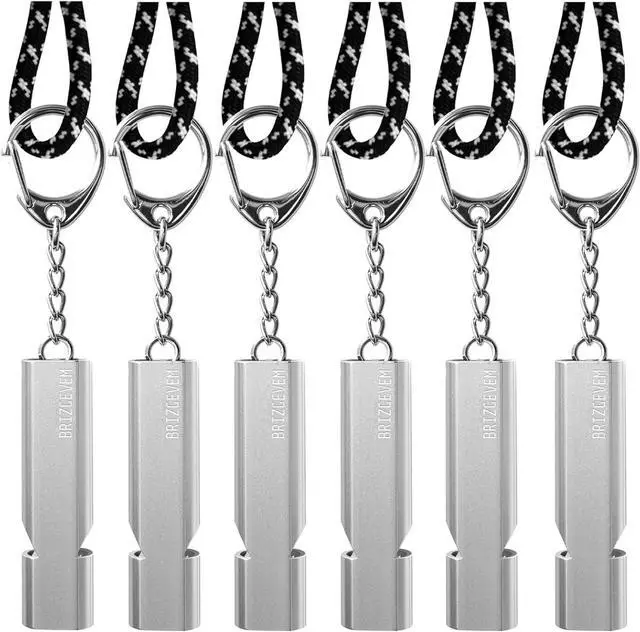 Main image of 120+dB Aluminum Emergency Survival Whistle with Lanyard Keychain | Upgraded model, Loud alarm, Lobster clasp, Lightweight & compact, for Hiking, Camping, Dog walking, Emergency kits
