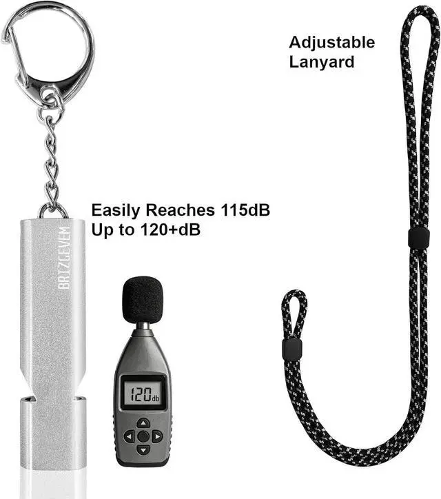 Alt view image 2 of 7 - 120+dB Aluminum Emergency Survival Whistle with Lanyard Keychain | Upgraded model, Loud alarm, Lobster clasp, Lightweight & compact, for Hiking, Camping, Dog walking, Emergency kits