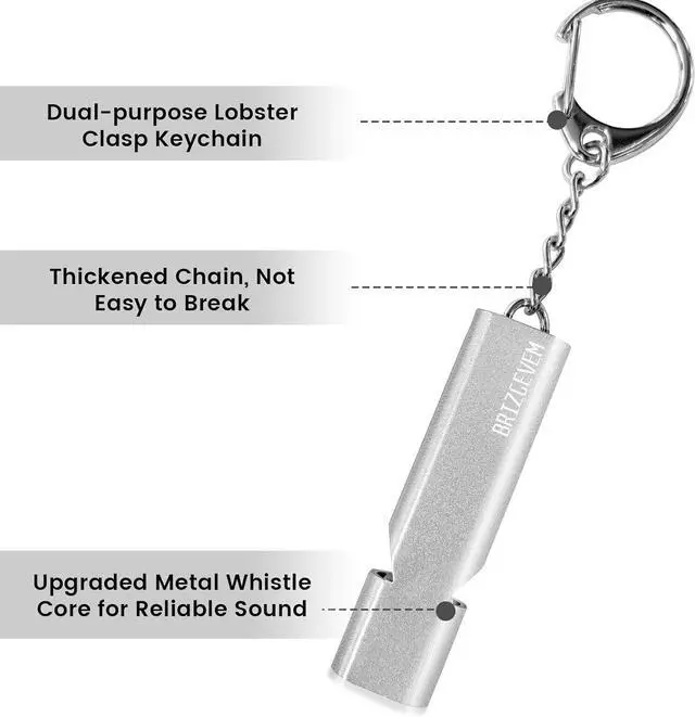 Alt view image 3 of 7 - 120+dB Aluminum Emergency Survival Whistle with Lanyard Keychain | Upgraded model, Loud alarm, Lobster clasp, Lightweight & compact, for Hiking, Camping, Dog walking, Emergency kits