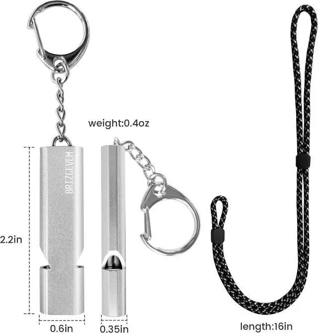 Alt view image 5 of 7 - 120+dB Aluminum Emergency Survival Whistle with Lanyard Keychain | Upgraded model, Loud alarm, Lobster clasp, Lightweight & compact, for Hiking, Camping, Dog walking, Emergency kits