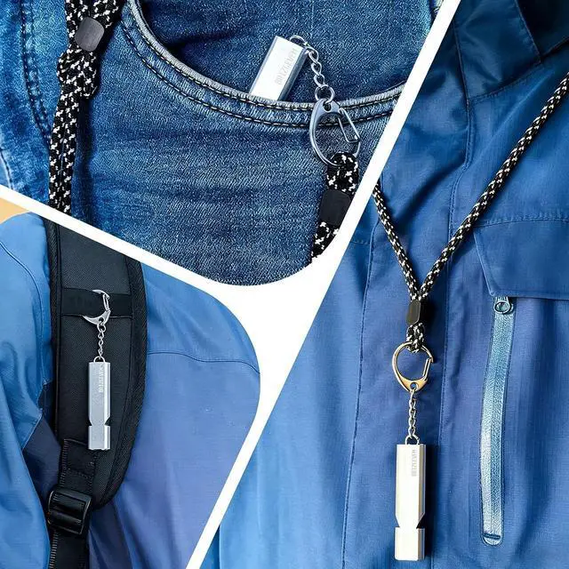 Alt view image 7 of 7 - 120+dB Aluminum Emergency Survival Whistle with Lanyard Keychain | Upgraded model, Loud alarm, Lobster clasp, Lightweight & compact, for Hiking, Camping, Dog walking, Emergency kits