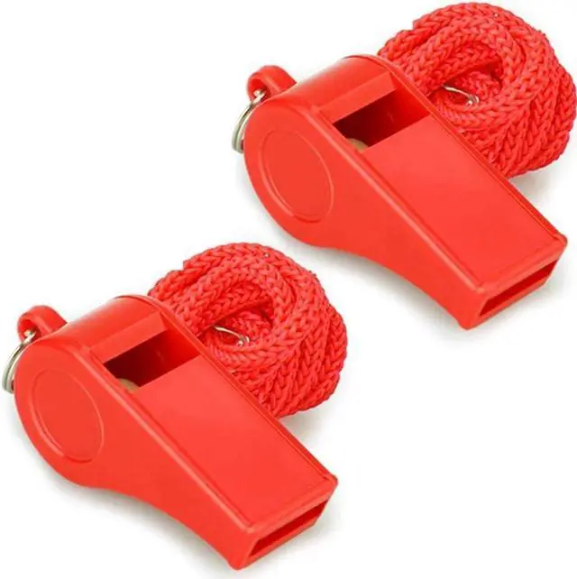 Main image of Whistle, Red Emergency Whistle with Lanyard, 2PCS Super Loud Plastic Whistles Perfect for Self-Defense, Lifeguard and Emergencies